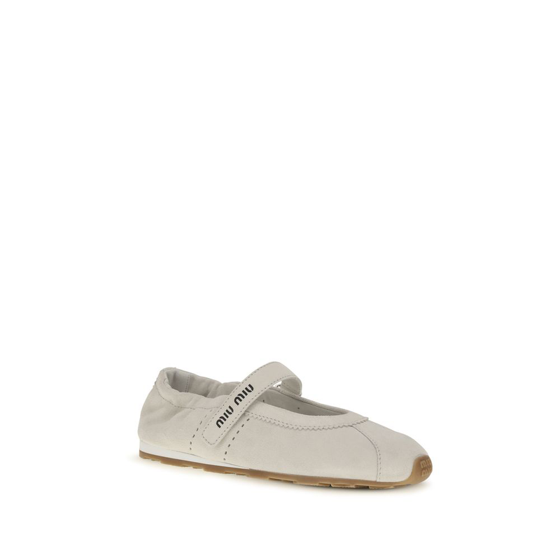 White calf leather bos taurus ballet flats-null