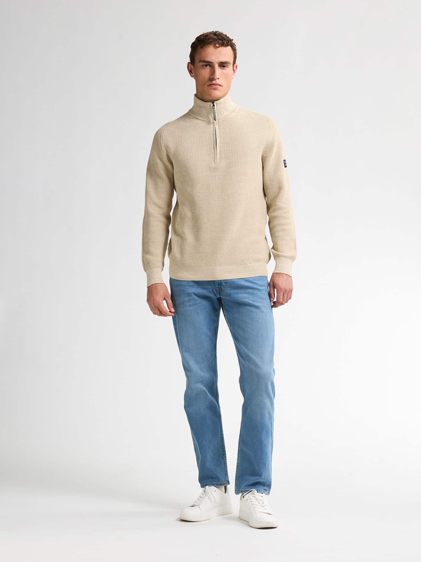 Petrol knitted half-zip sweater nashville - beige-null