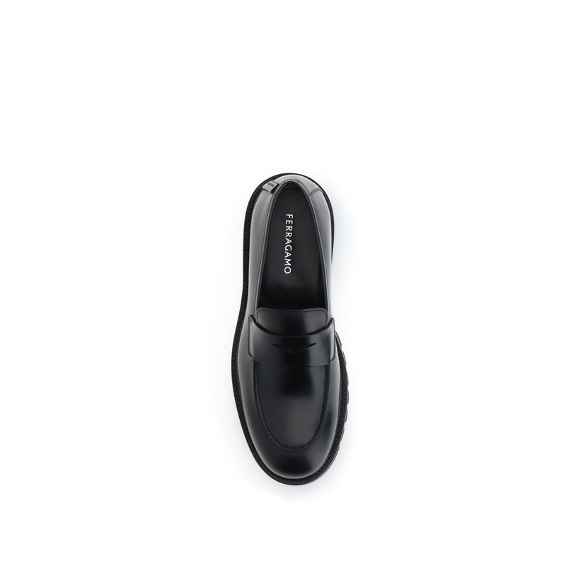 Black calf leather bos taurus slip-on loafers-null