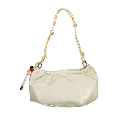 Ecru polyurethane women handbag, White, medium