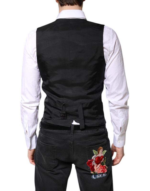 Black wool waistcoat dress formal vest-null