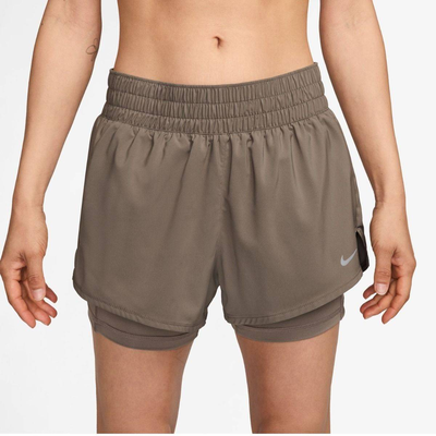 Womens one Dri-FIT mr 3in 2n1 short pant, Brown, medium