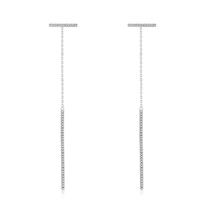Chain zircon long earrings