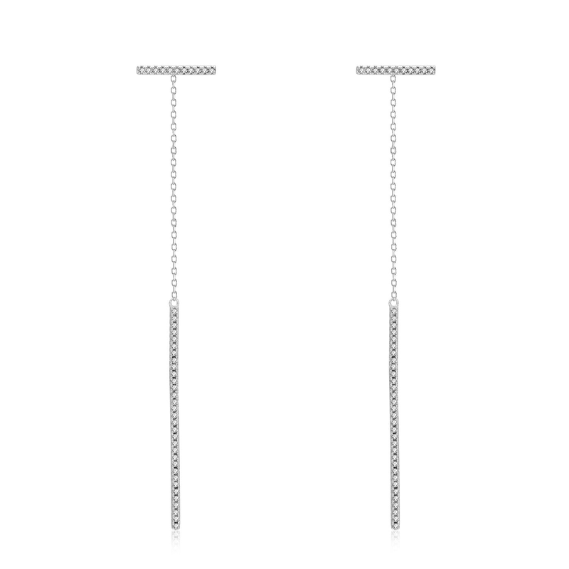 Chain zircon long earrings, , medium image number null