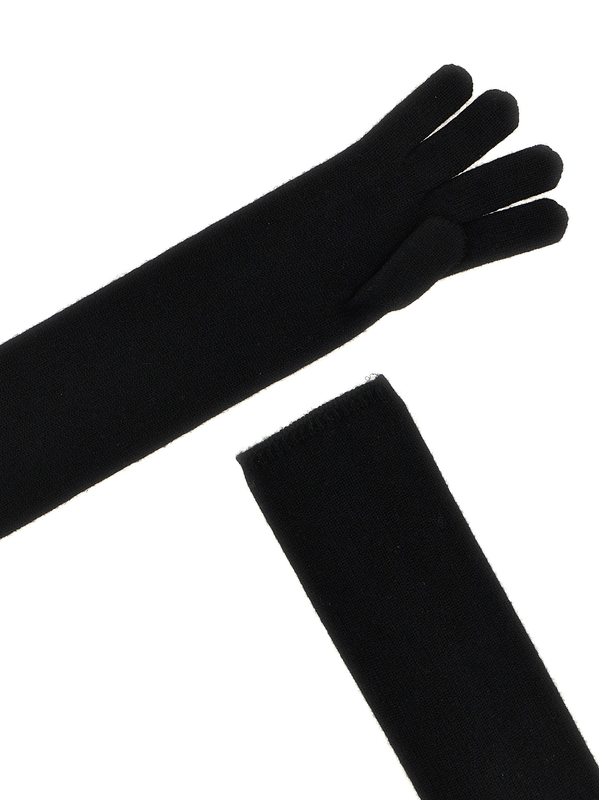 Black cashmere gloves-null