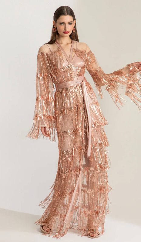Niobe fringed sequin dress-null