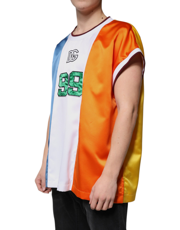 Multicolor jersey tank sleeveless t-shirt-null