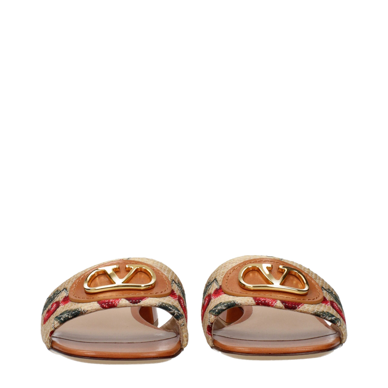 Beige raffia slippers-null