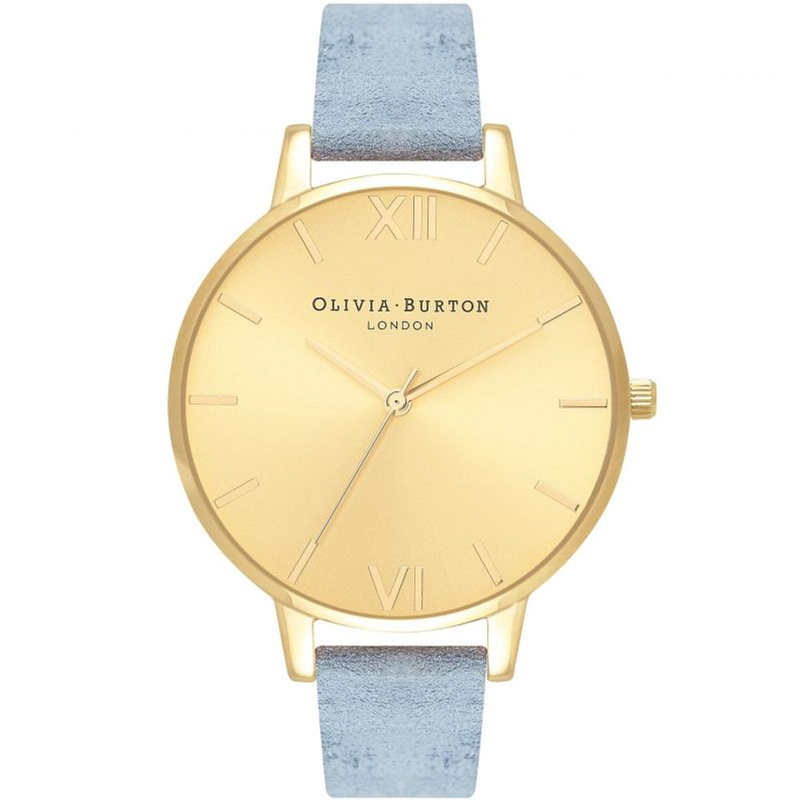 Blue artificial leather dress watch-null