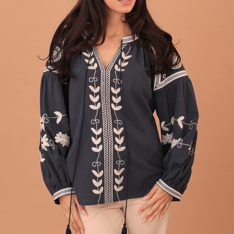 Ashanti embroidered blouse - blue-null