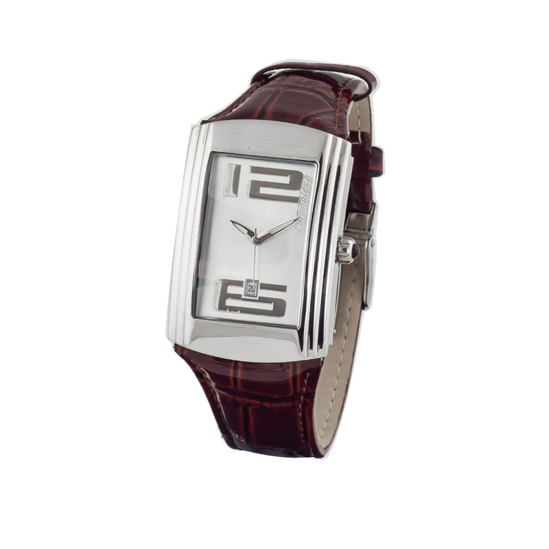 Brown leather dress watch-null