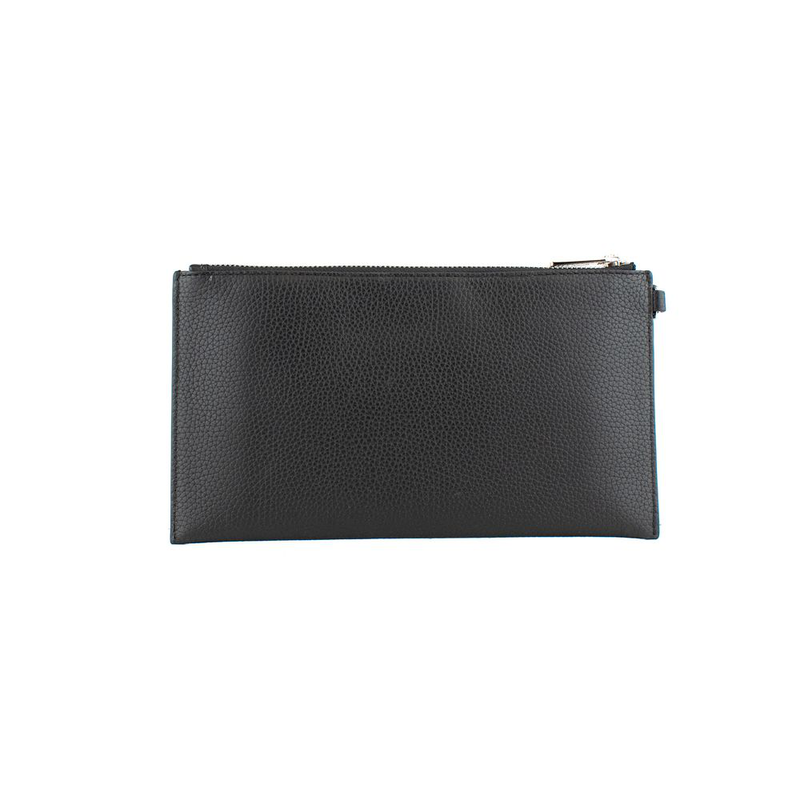 Black leather clutch bag-null