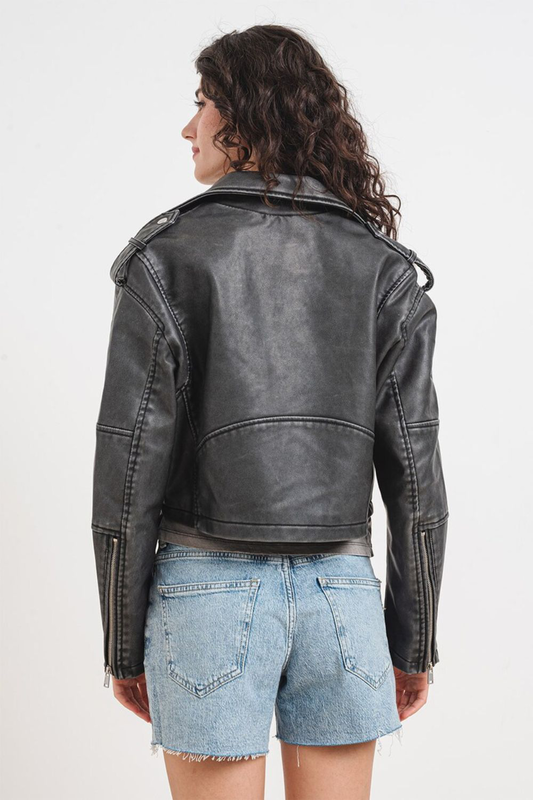 Only casey faux leather washed jacket-null