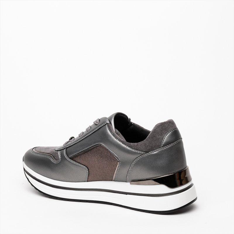 Rafaella belgini pewter textile womens lace up sneaker with side zip-null