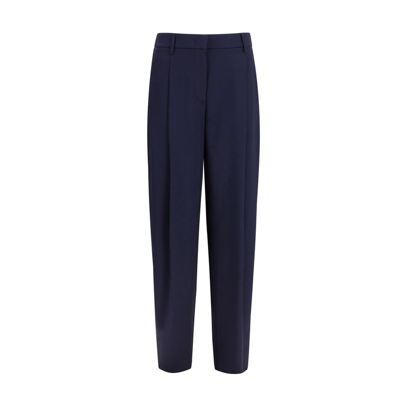 Blue silk casual pants-null