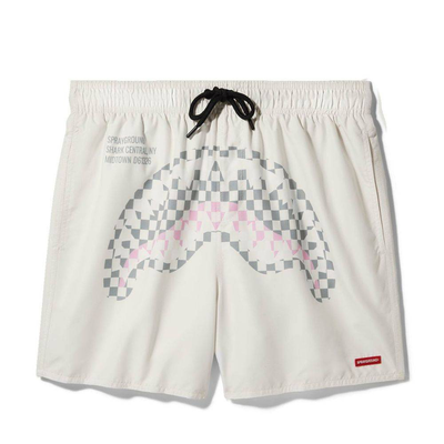 Cream check swim short, Cream, medium