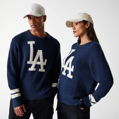 La dodgers mlb knit navy oversized knit sweater unisex, Navy Blue, medium