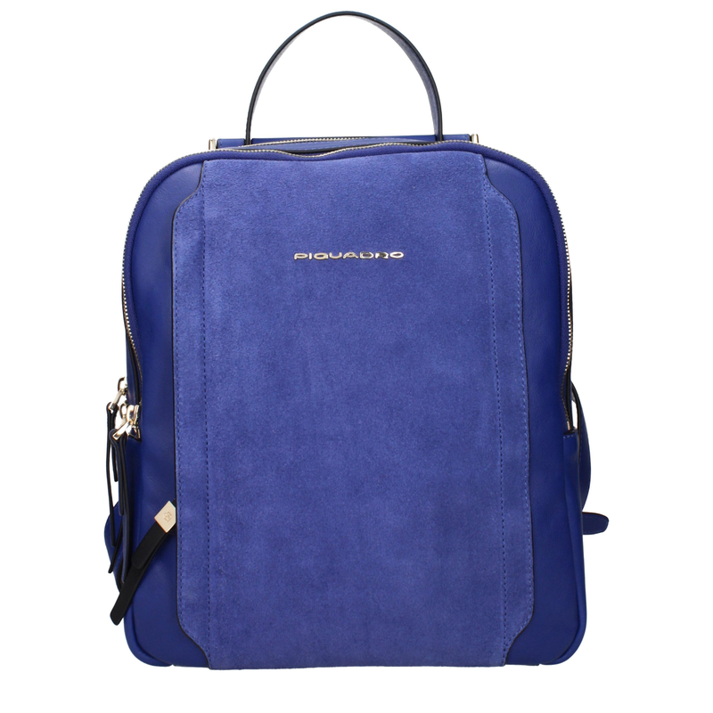 Blue leather backpack-null