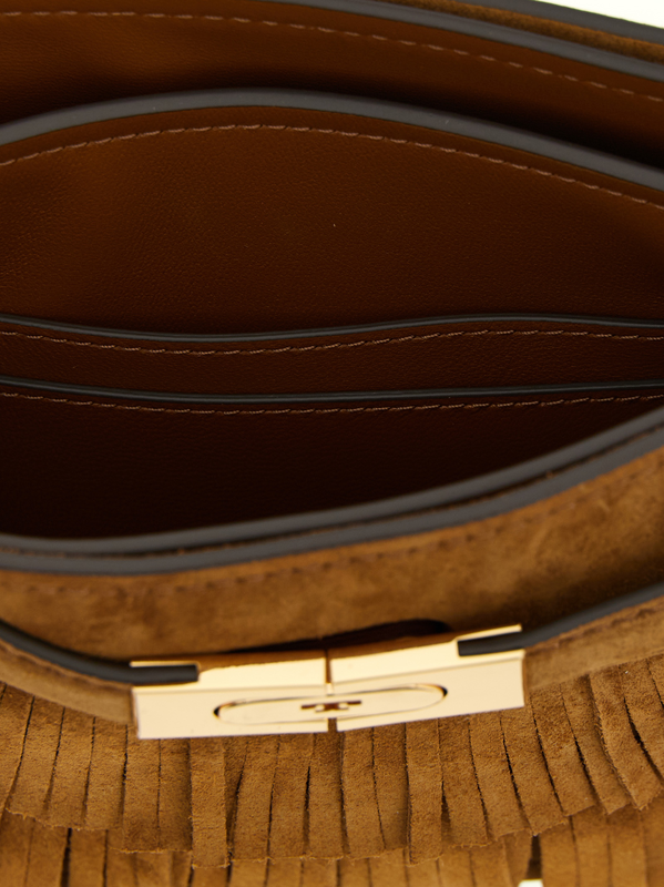 Brown bovine leather handbag-null