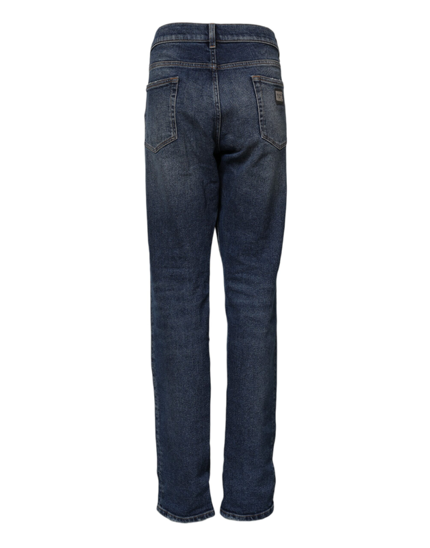 Blue cotton mid waisted straight denim jeans-null