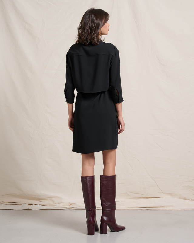 Dress crepe with belt image number null