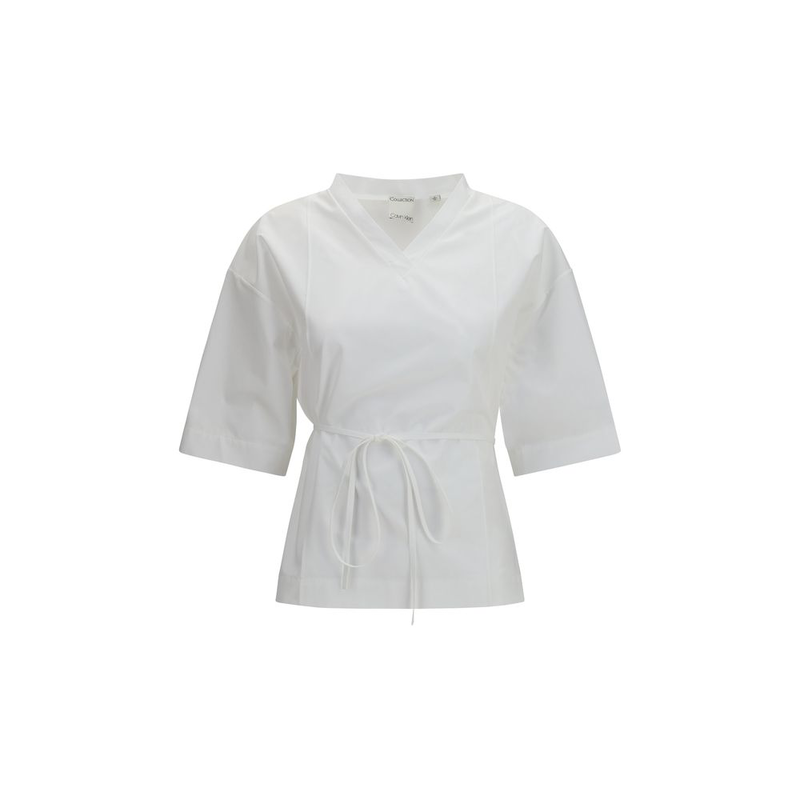 White cotton shortsleeve shirt-null