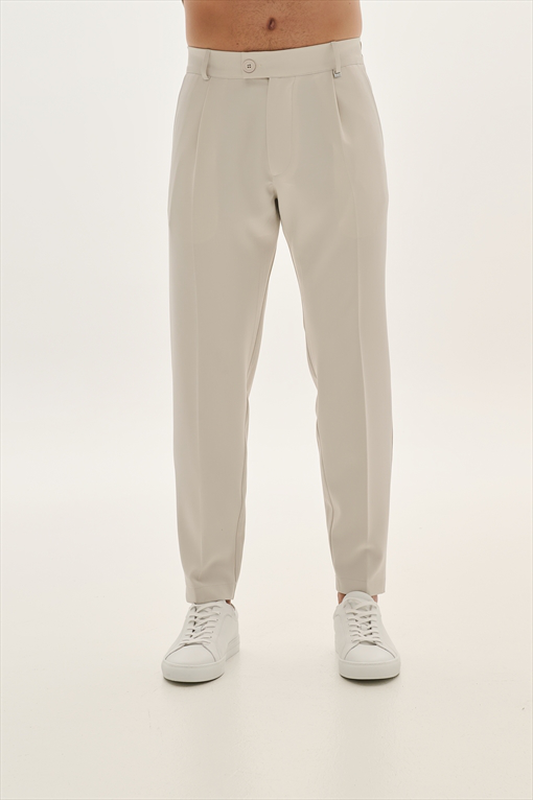 Pcoc elastic slim fit pleats trousers image number null