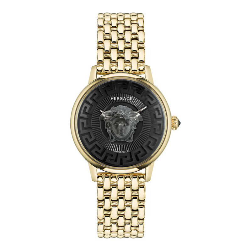Gold stainless steel dress watch-null