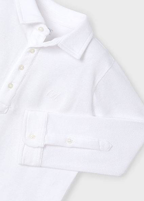 Πολο μακρυμανικο λευκο, White, medium