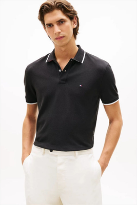 Pique undercollar reg polo - tommy hilfiger, Black, medium