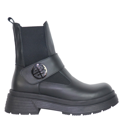 Koniarisshoes γυναικείο μποτάκι, Black Δερμα, medium