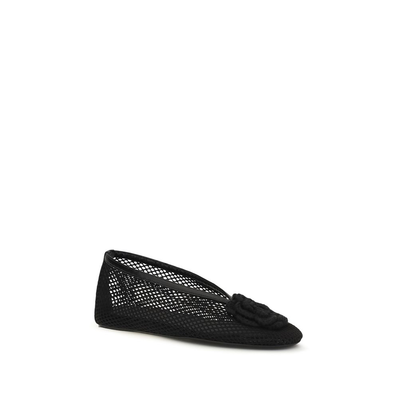 Black polyethylene ballet flats-null