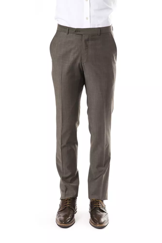 Gray wool mens suit pant-null