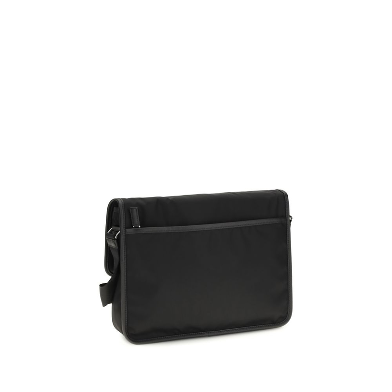 Black recycled polyamide shoulder bag-null