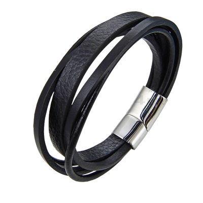 Men bracelet stainless steel 316l & real leather