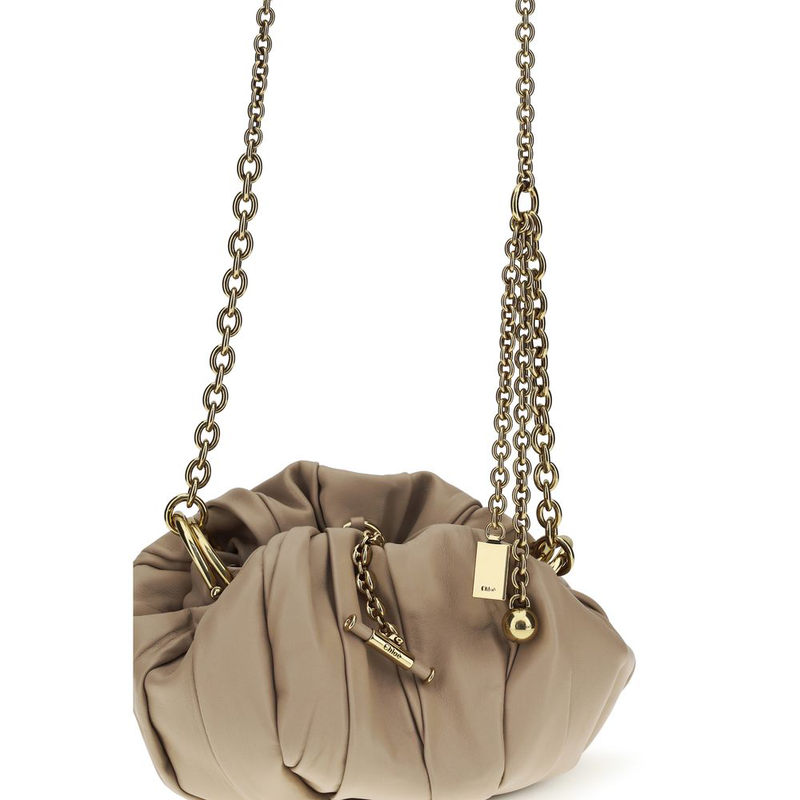 Beige lamb ovis aries aries shoulder bag-null