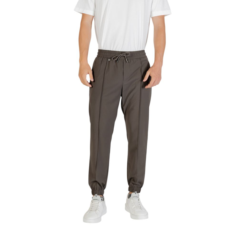 Green polyester casual pants-null