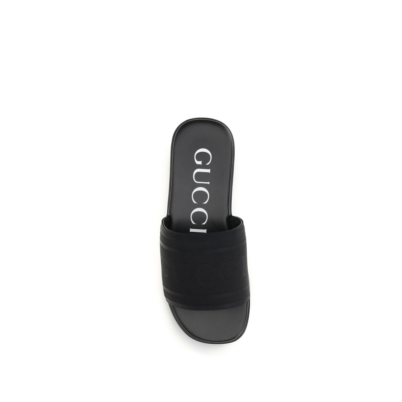 Black fabric flat sandals-null