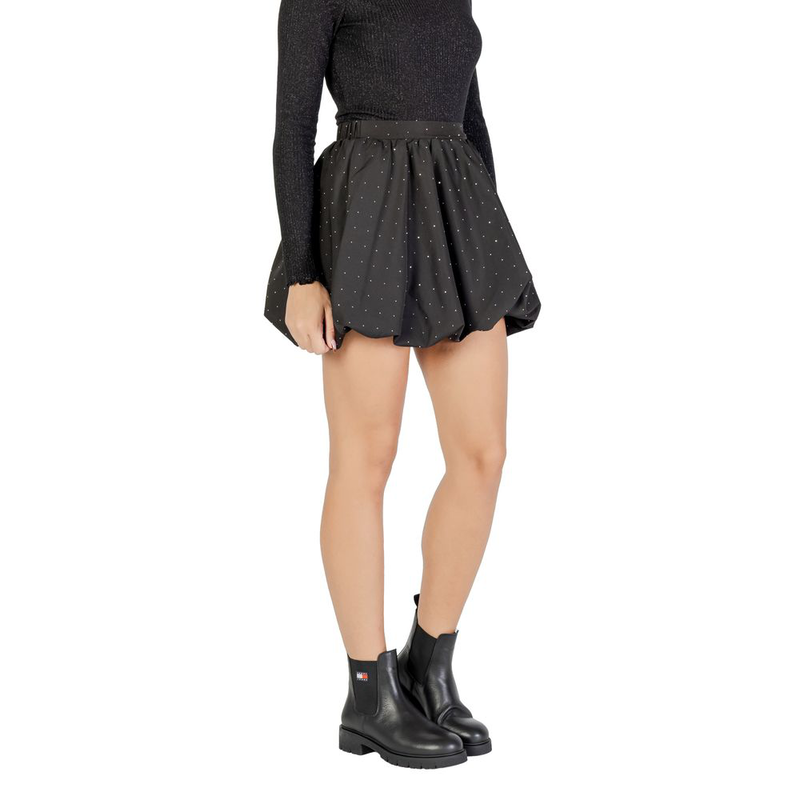 Black polyester mini skirt-null