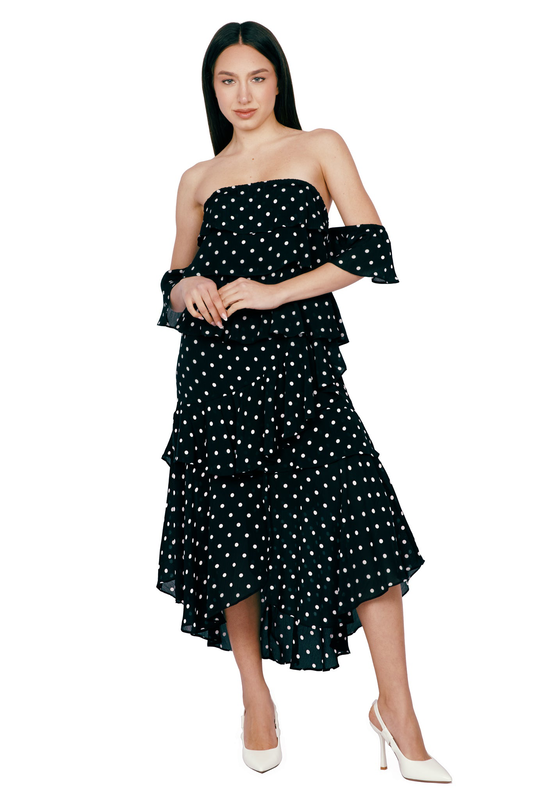 Ruffled polka dot dress-null