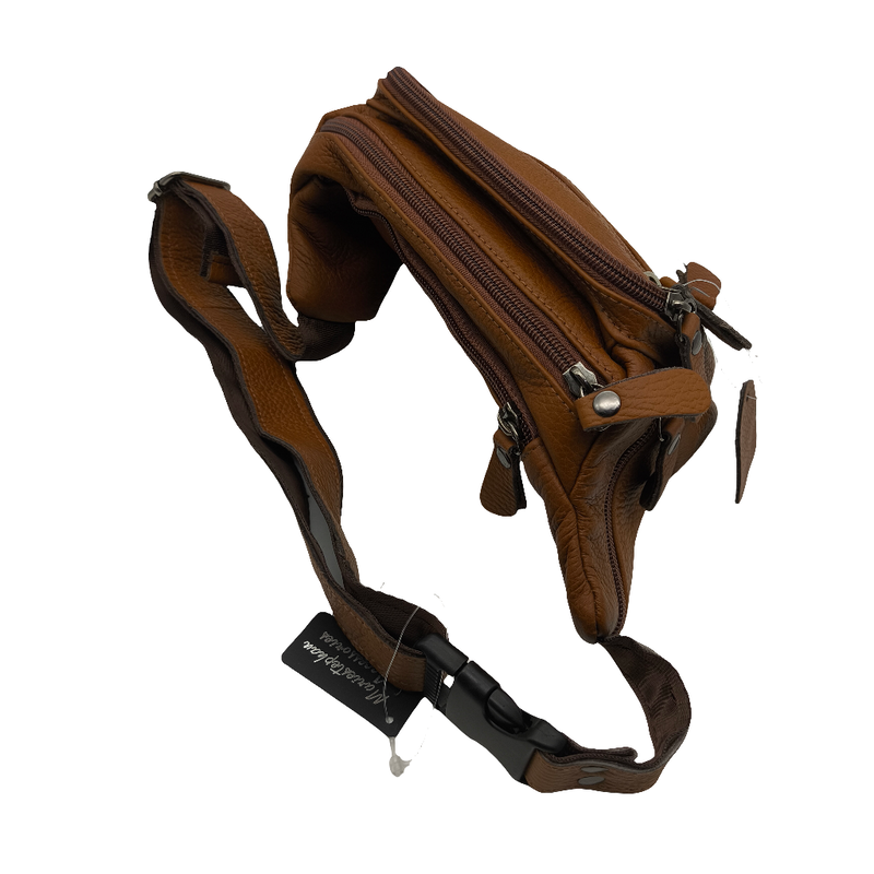 Classic tan leather belt bag / fanny pack-null
