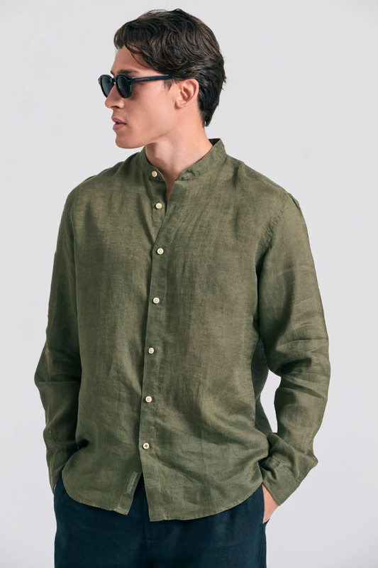 Funkybuddha linen shirt mao-null