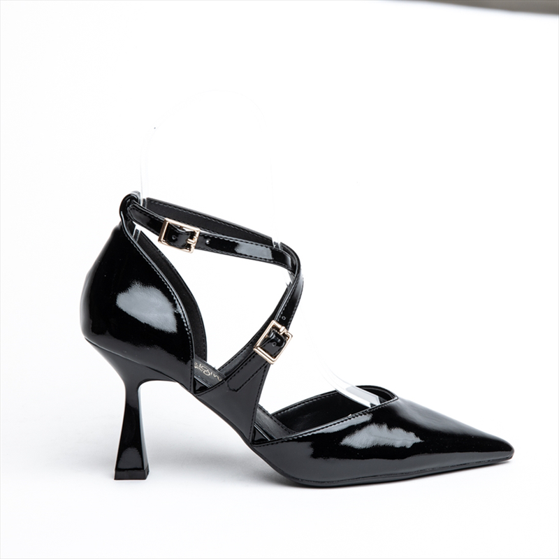 Miss belgini high heeled pumps with cross-cross buckle straps image number null