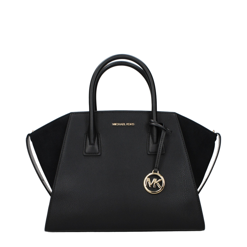 Black leather handbag-null