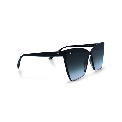 OJO everyday sunglasses shield cat eye dark grey frame and temples with gradient grey green lenses, , medium