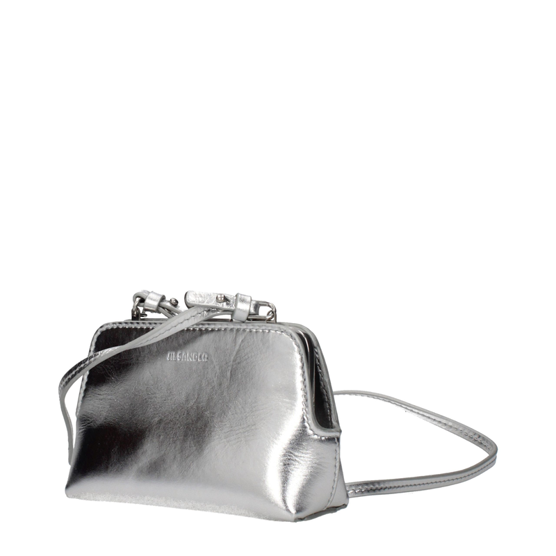 Gray leather crossbody bag-null