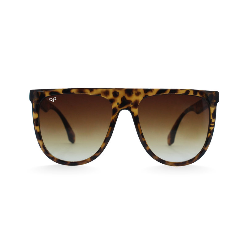 OJO sunglasses oval shell brown frame and temples with smoke brown gradient lenses-null