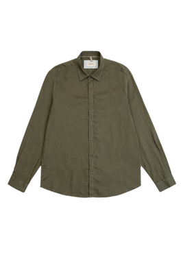 Gianni lupo linen shirt collar, Kkkkhaki, medium