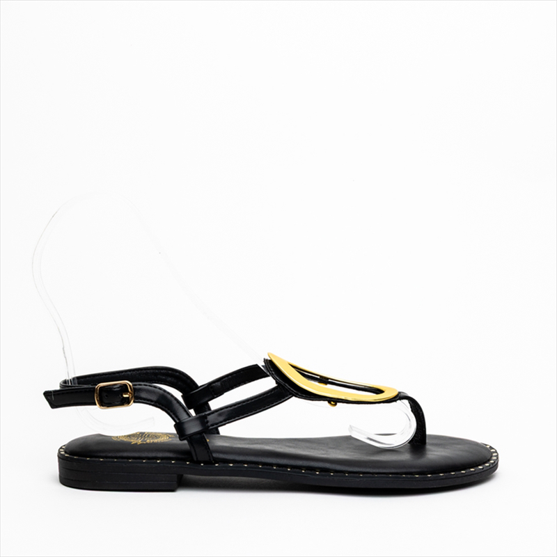Athenais circular gold hardware embellished strappy sandals with decorative sole-null