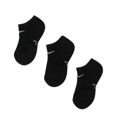 Dri-FIT performance basic no show 3 pack socks, Black, medium